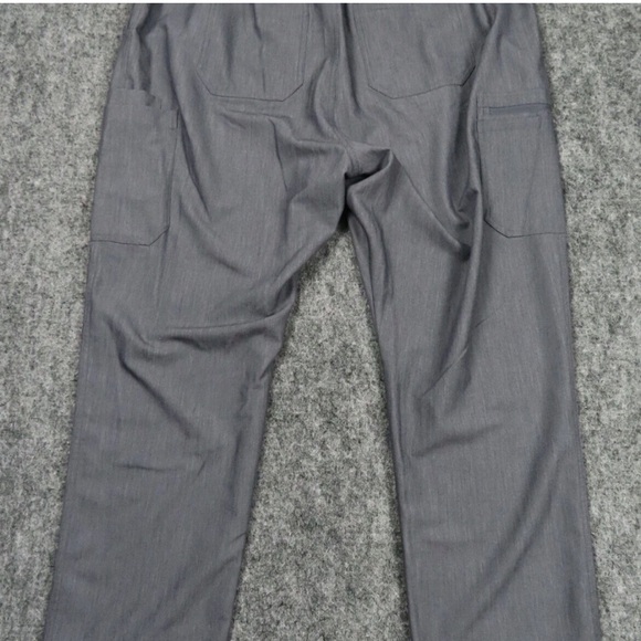 Figs scrubs Gray Pants with Teal Drawstring - Picture 2 of 5